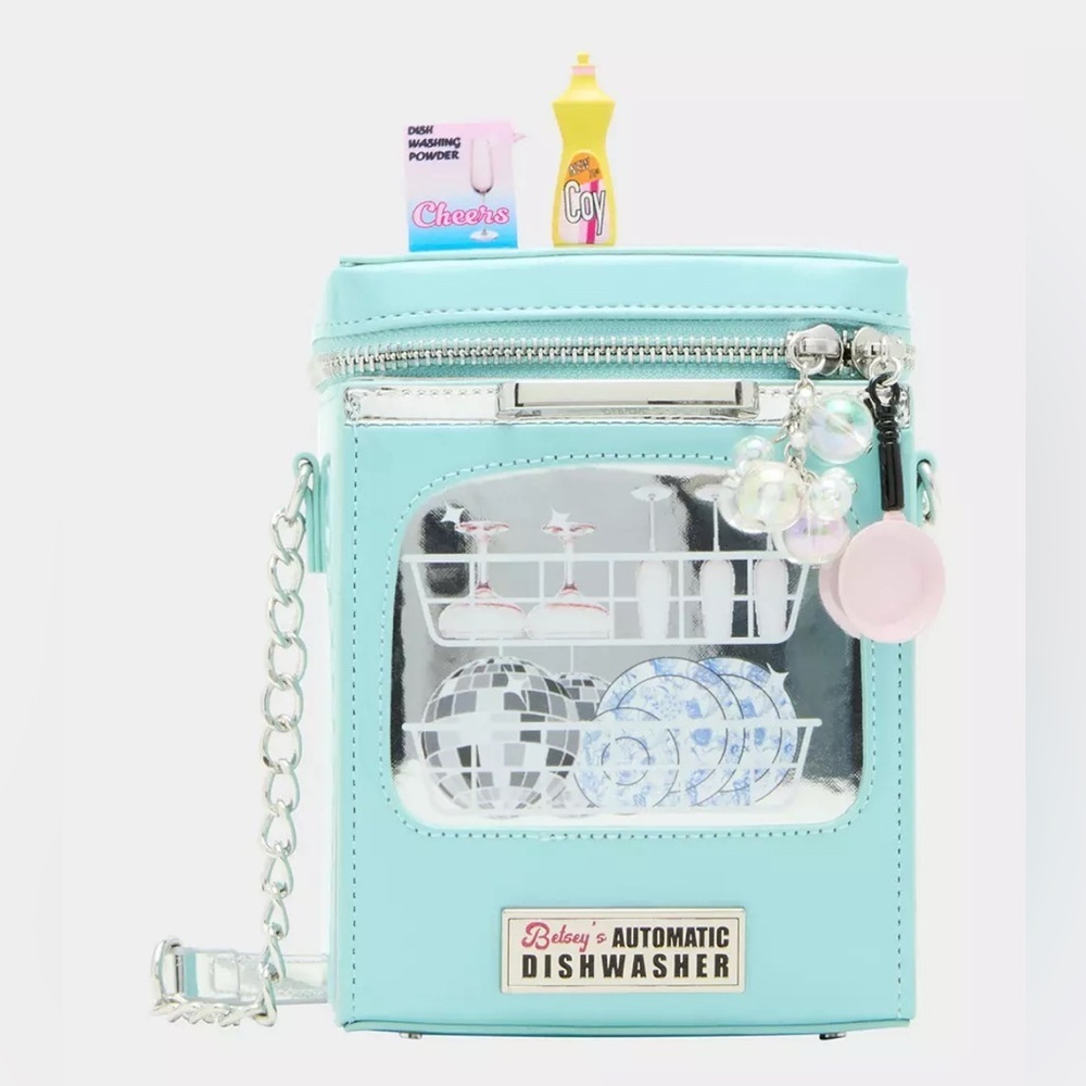 NWT Betsey Johnson Kitsch Clean Or Dirty Blue Crossbody Bag Dishwasher 🫧 - Picture 4 of 11